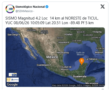 Sismo sorprende a habitantes y turistas en Cancún y Yucatán